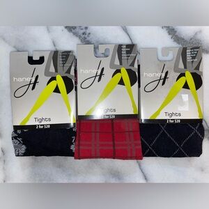 Hanes Black and Red Plaid Tights